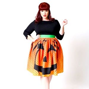 Pop Art Halloween Two Faced Jack-O-Lantern Skirt